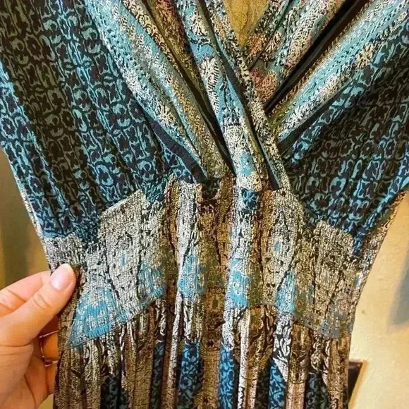 Free people reversible maxi greenish/ blue dress - Picture 7 of 16